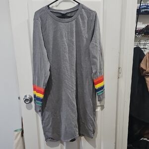 Torrid Gray Dress with Rainbow Sleeves Size 2